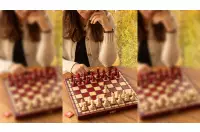 SZACHY PEREŁKA średnia (36x36 cm) kolor wiśniowy